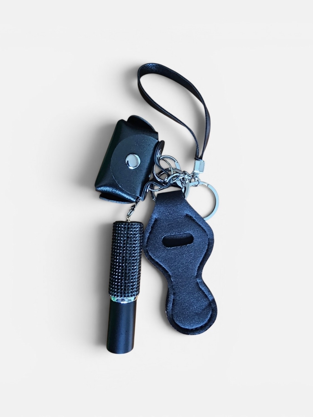 New. Women's Black Key Chain & Refillable Perfume Bottle